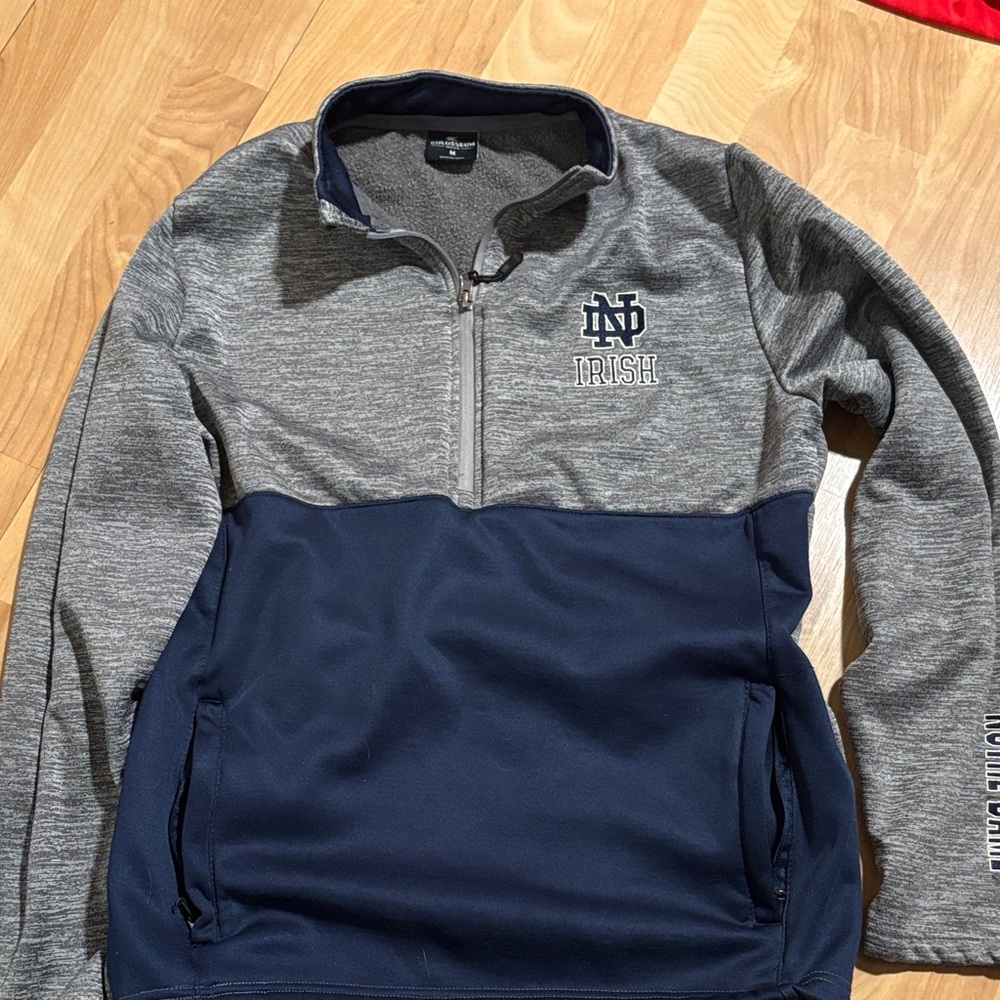 Notre Dame Fighting Irish Colosseum 1/4 Zip Pullover Sweatshirt Gray Blue Medium